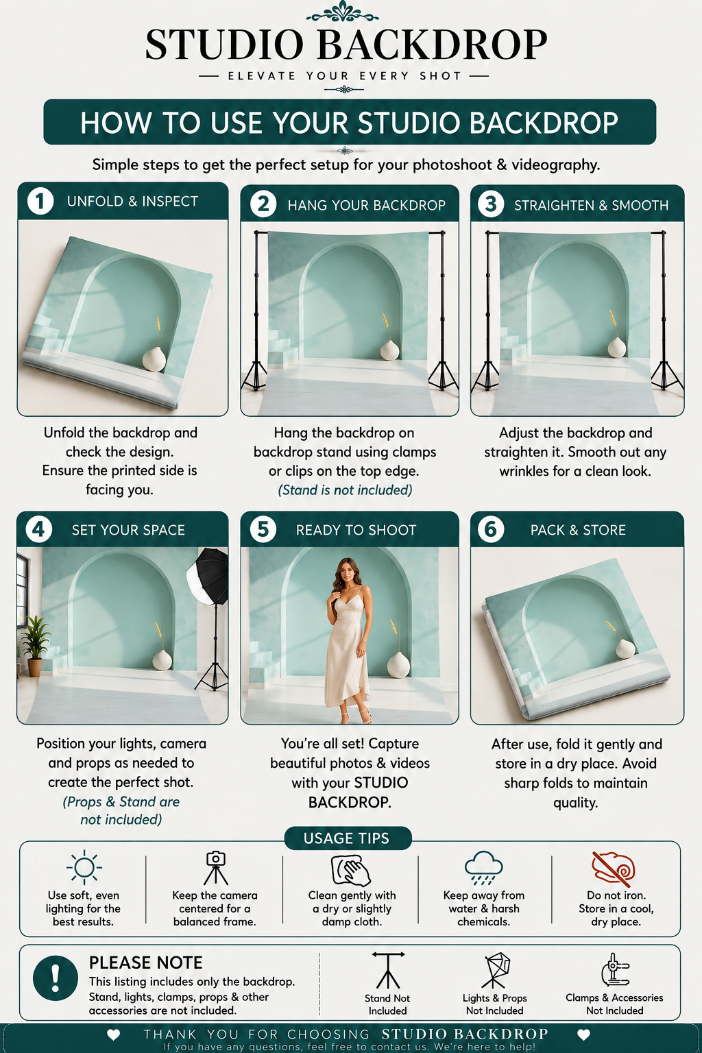 Minimal Mint Arch Studio Backdrop
