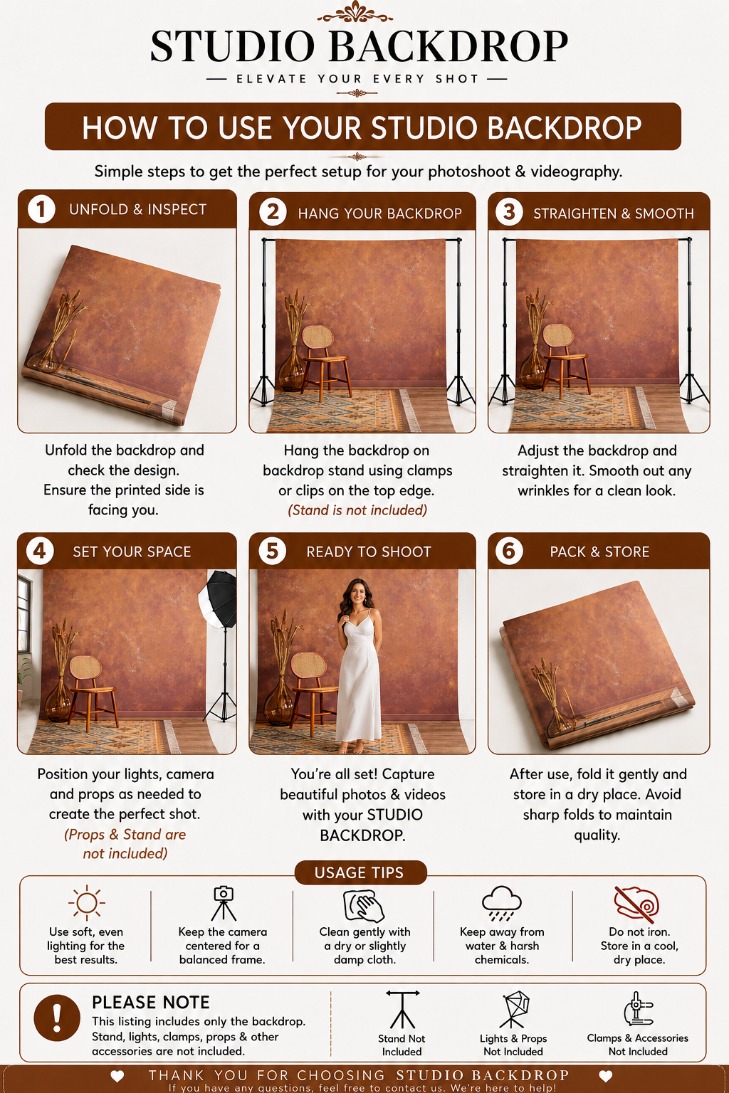 Warm Rustic Boho Studio Backdrop