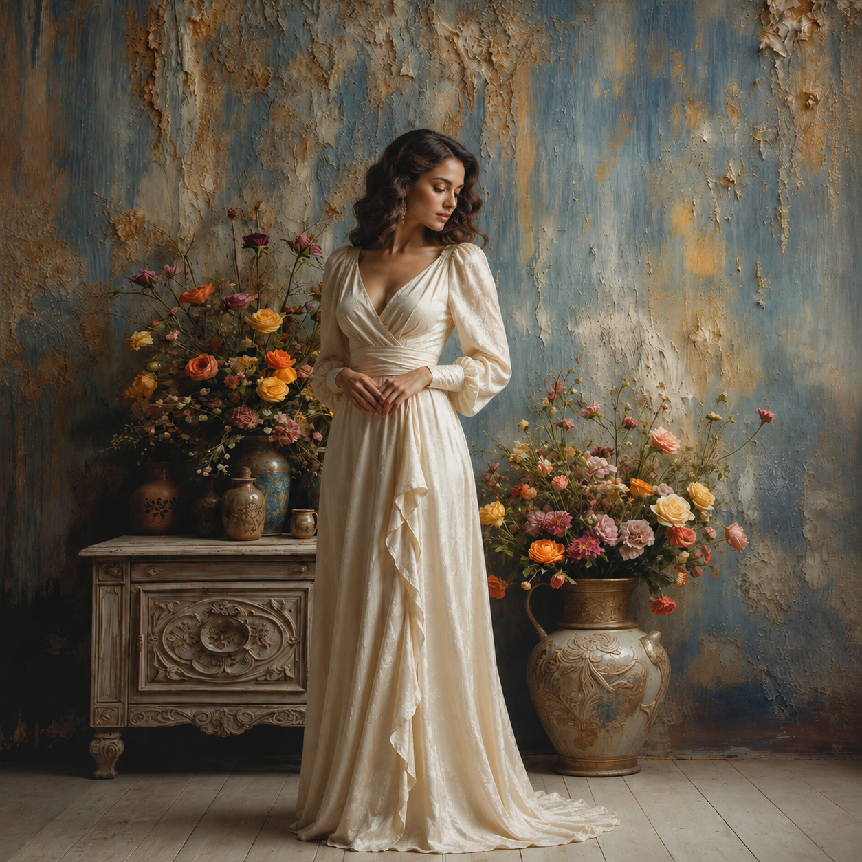 Elegant Vintage Flower Vase Backdrop