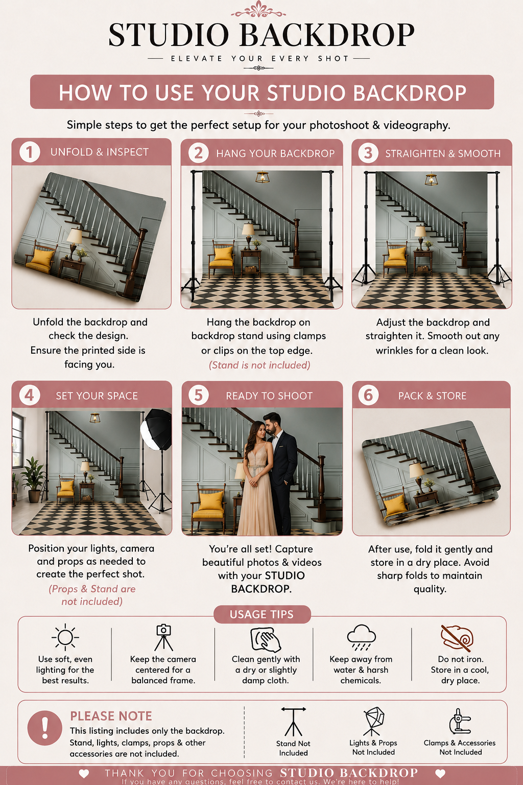 Elegant Grand Entryway Staircase Photography Backdrop