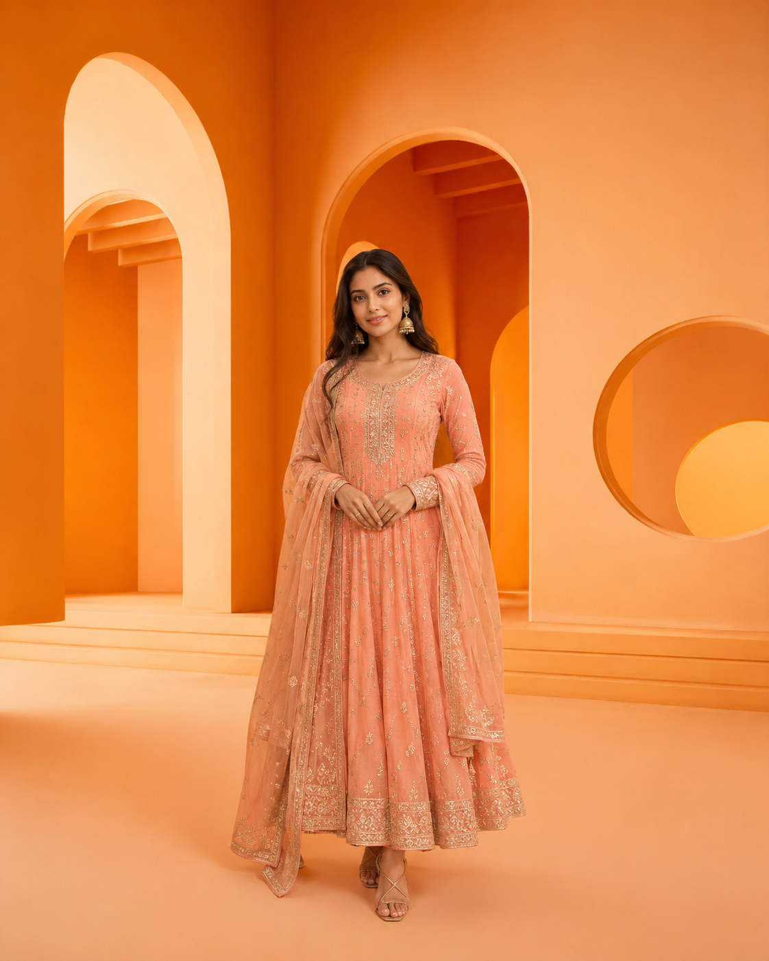 Modern Orange Arch Studio Backdrop