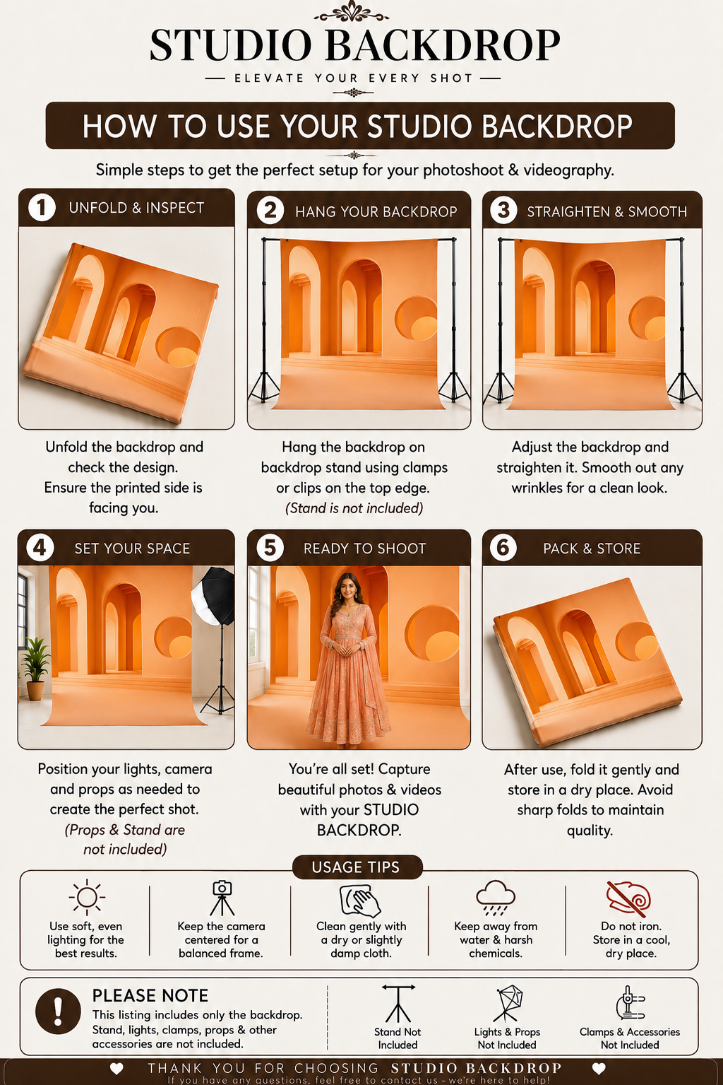 Modern Orange Arch Studio Backdrop