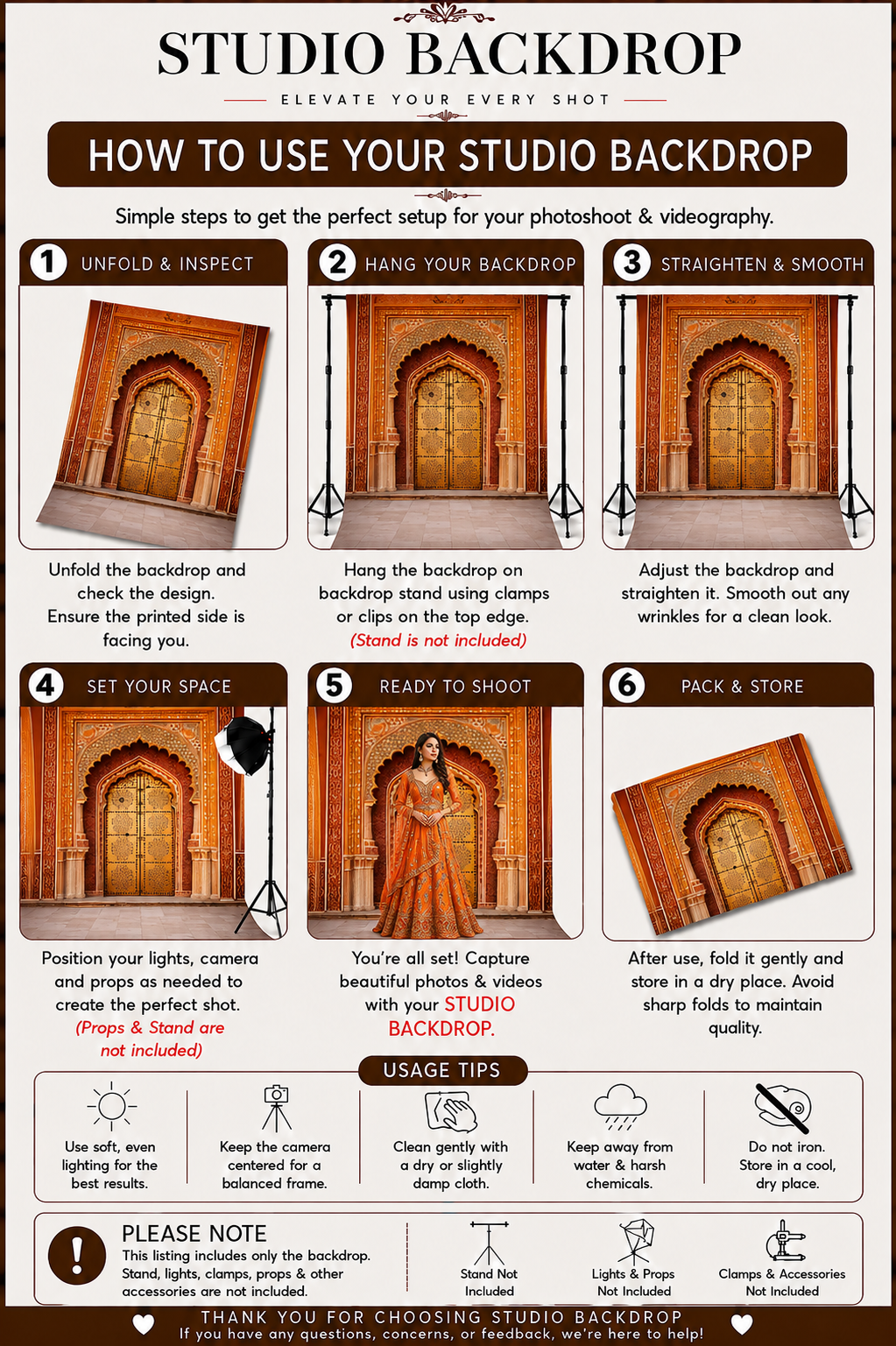 Regal Mughal Palace Door Backdrop