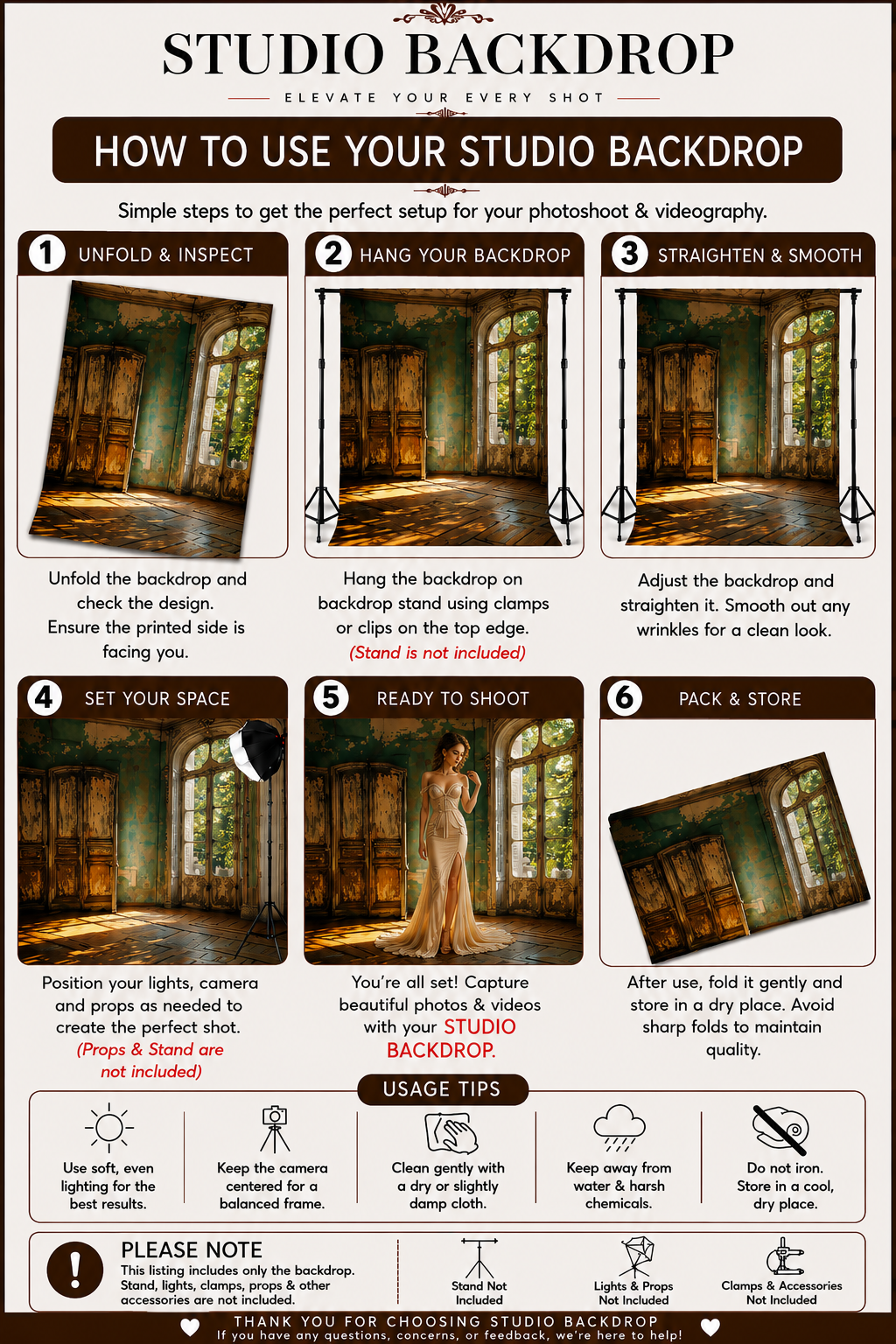 Vintage Rustic Window Room Photography Backdrop with Sunlight Effect | Aesthetic Studio Background