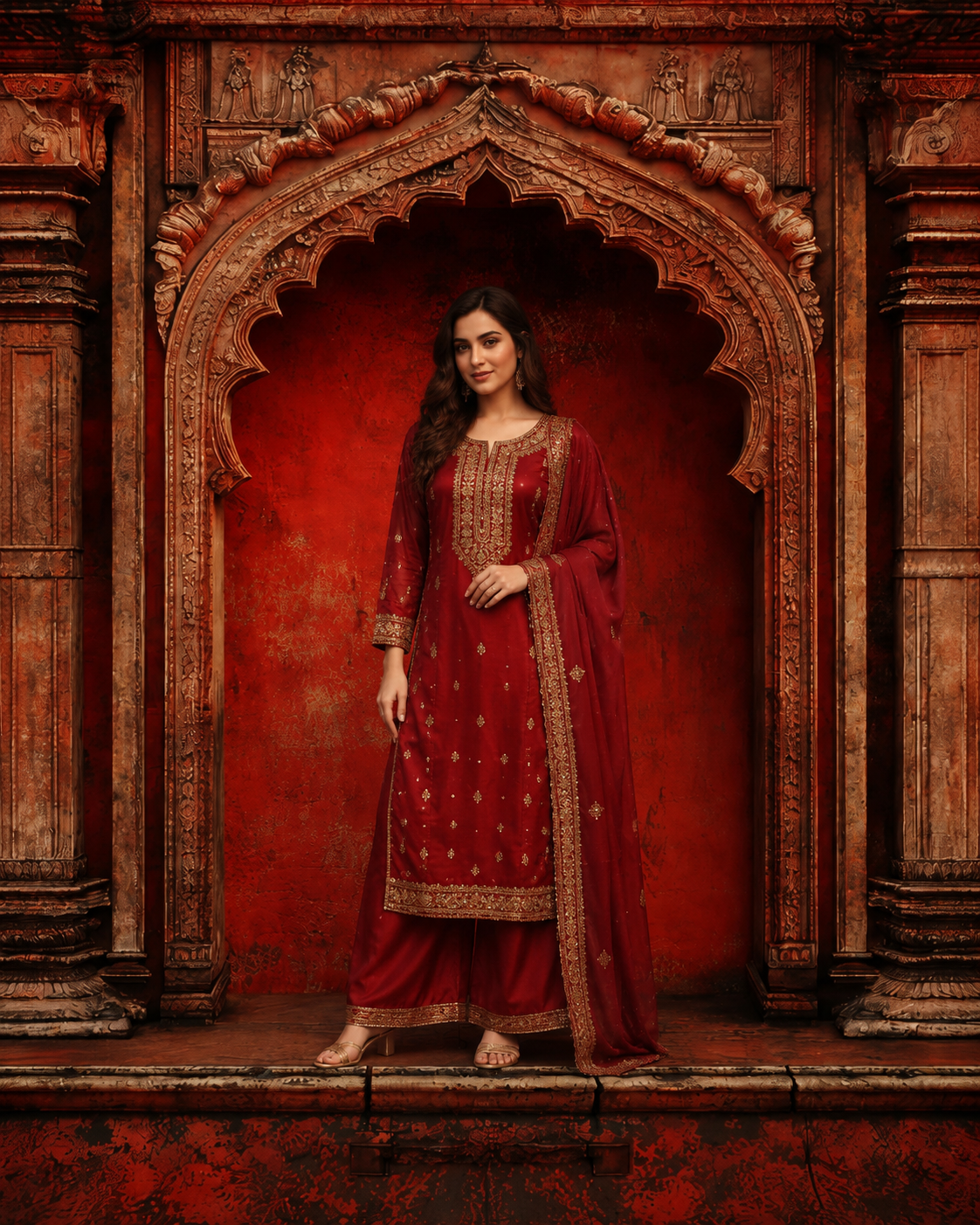 Vintage Red Arch Frame Backdrop