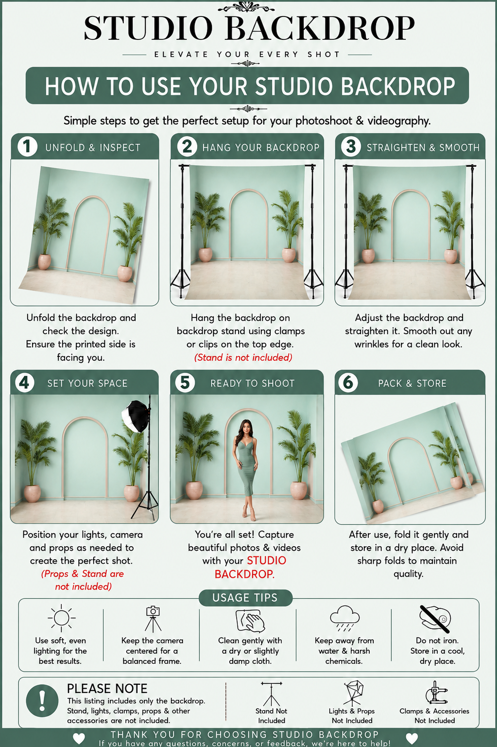 Tropical Mint Arch Studio Backdrop