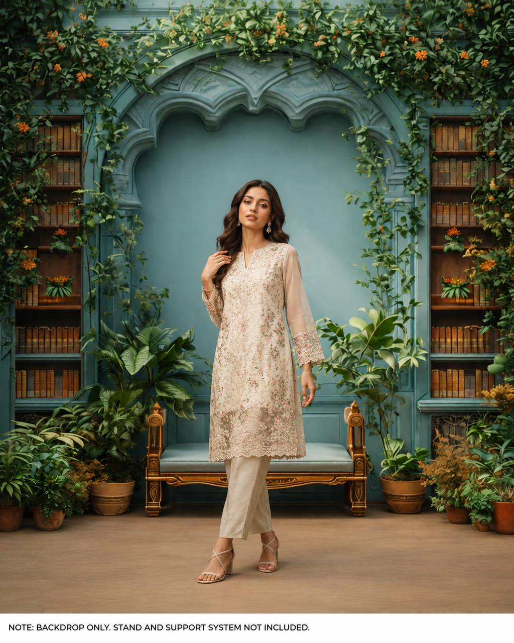 Vintage Botanical Arch Library Backdrop