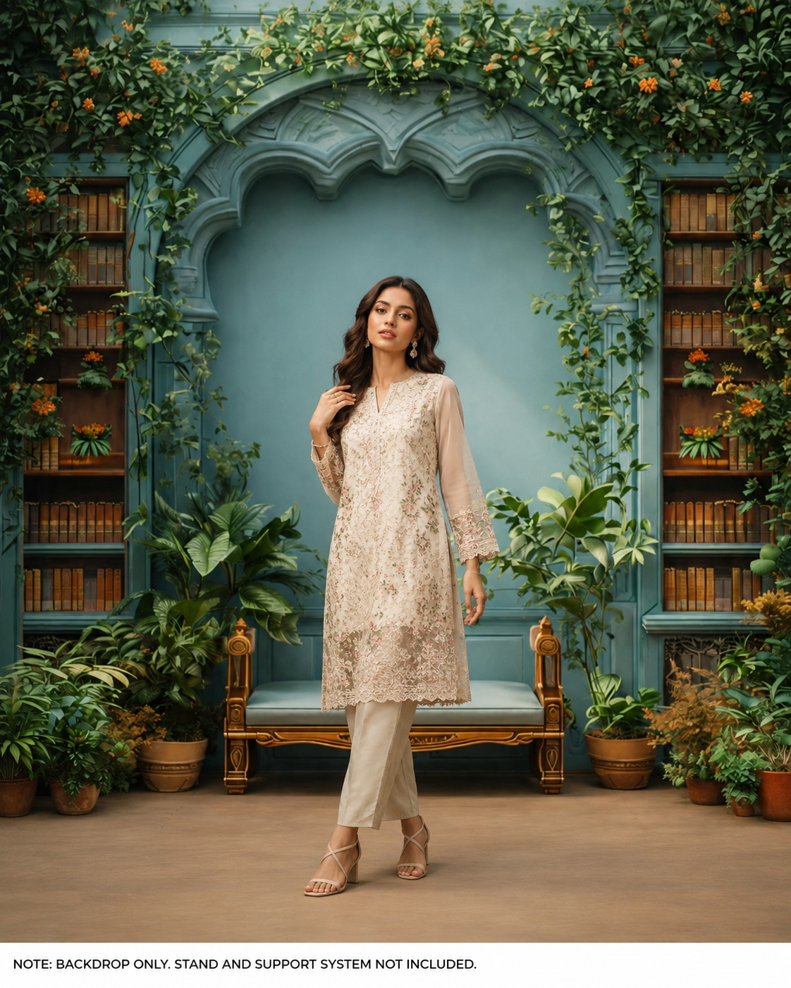 Vintage Botanical Arch Library Backdrop