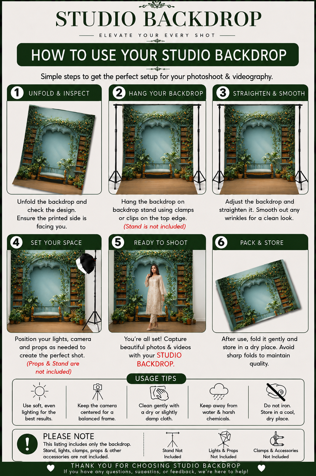 Vintage Botanical Arch Library Backdrop
