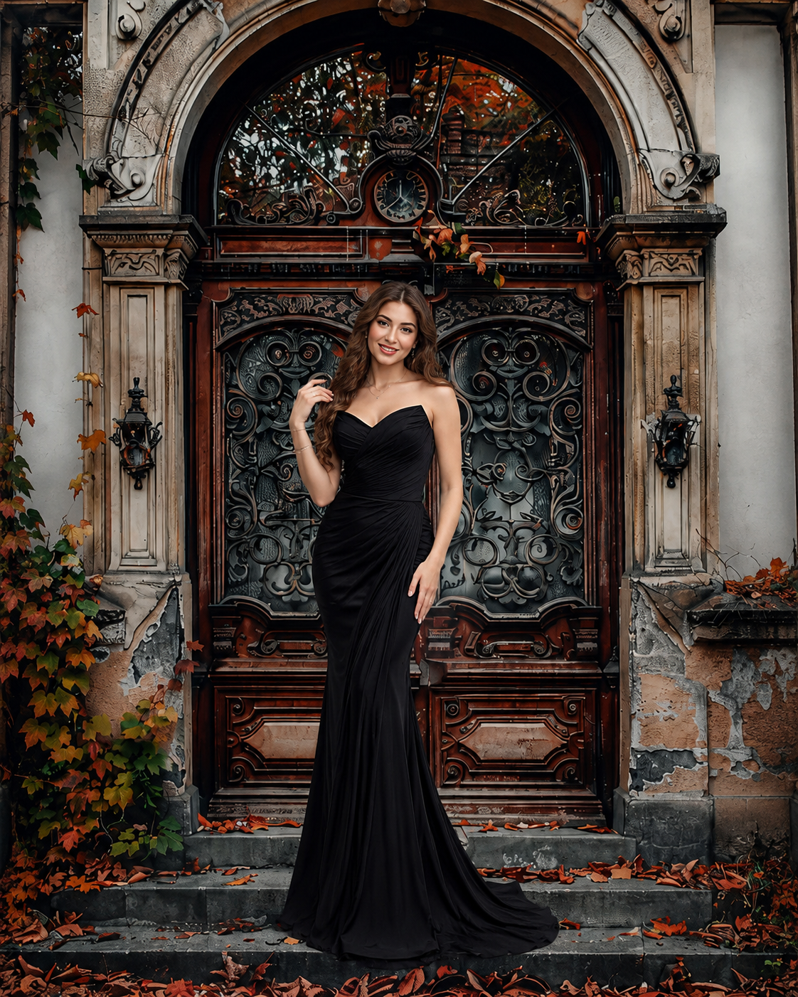 Ornate Vintage Manor Door Photography Backdrop