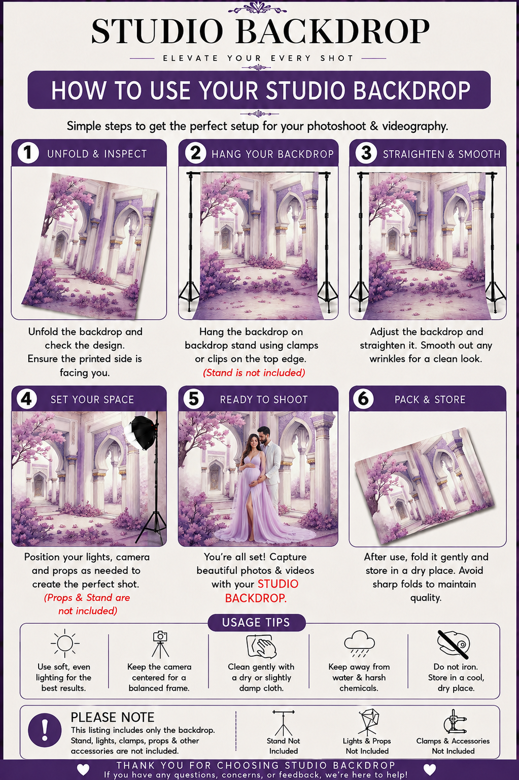 Lavender Royal Archway Maternity Backdrop