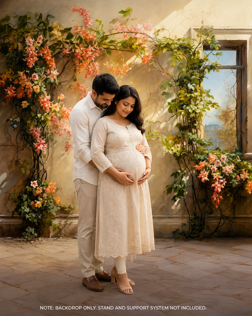 Blush Bloom Window Maternity Backdrop