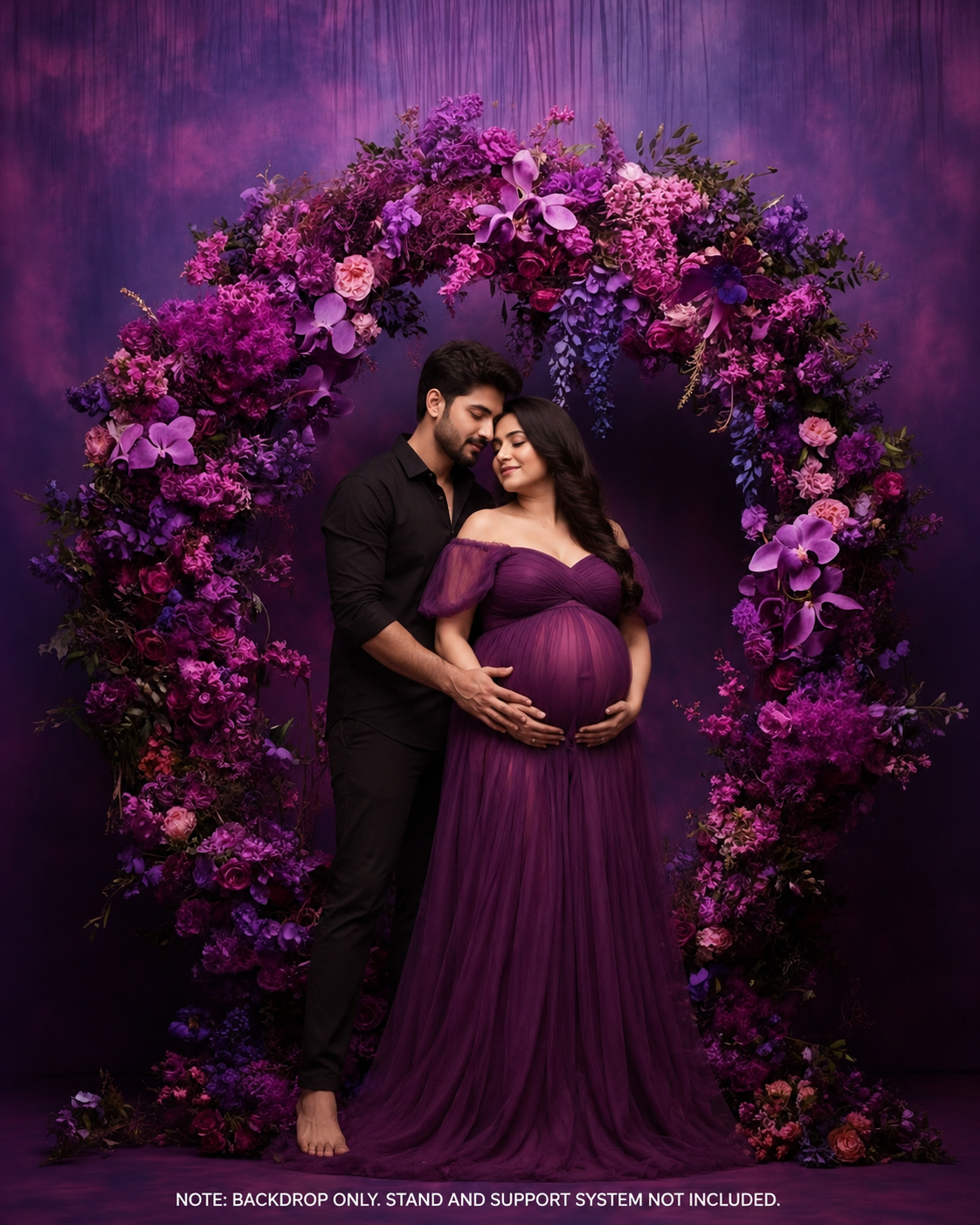 Enchanted Purple Floral Ring Maternity Backdrop