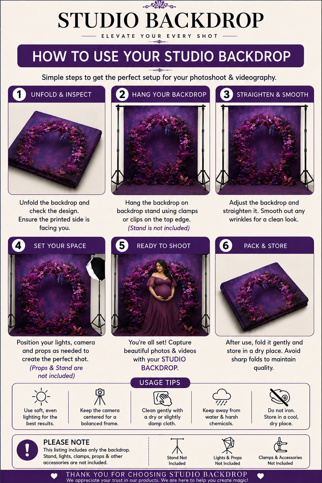 Enchanted Purple Floral Ring Maternity Backdrop