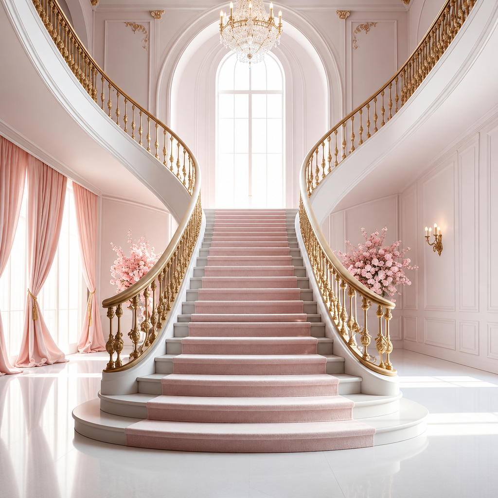 Royal Blush Palace Staircase Backdrop