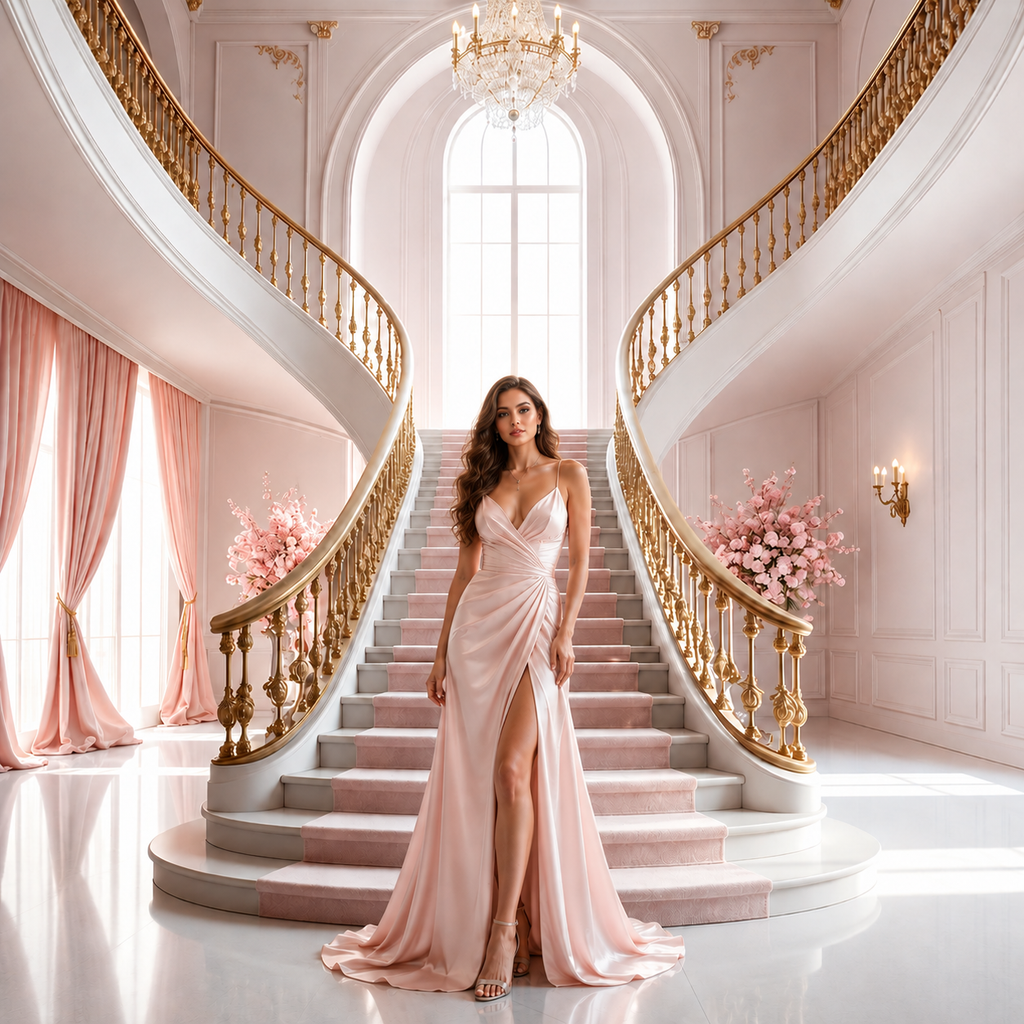 Royal Blush Palace Staircase Backdrop