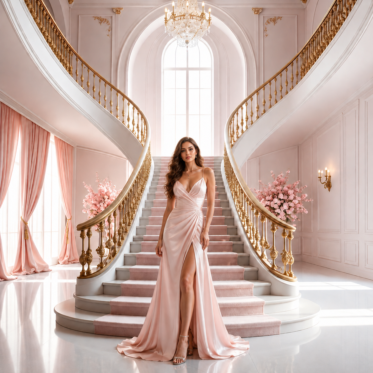 Royal Blush Palace Staircase Backdrop