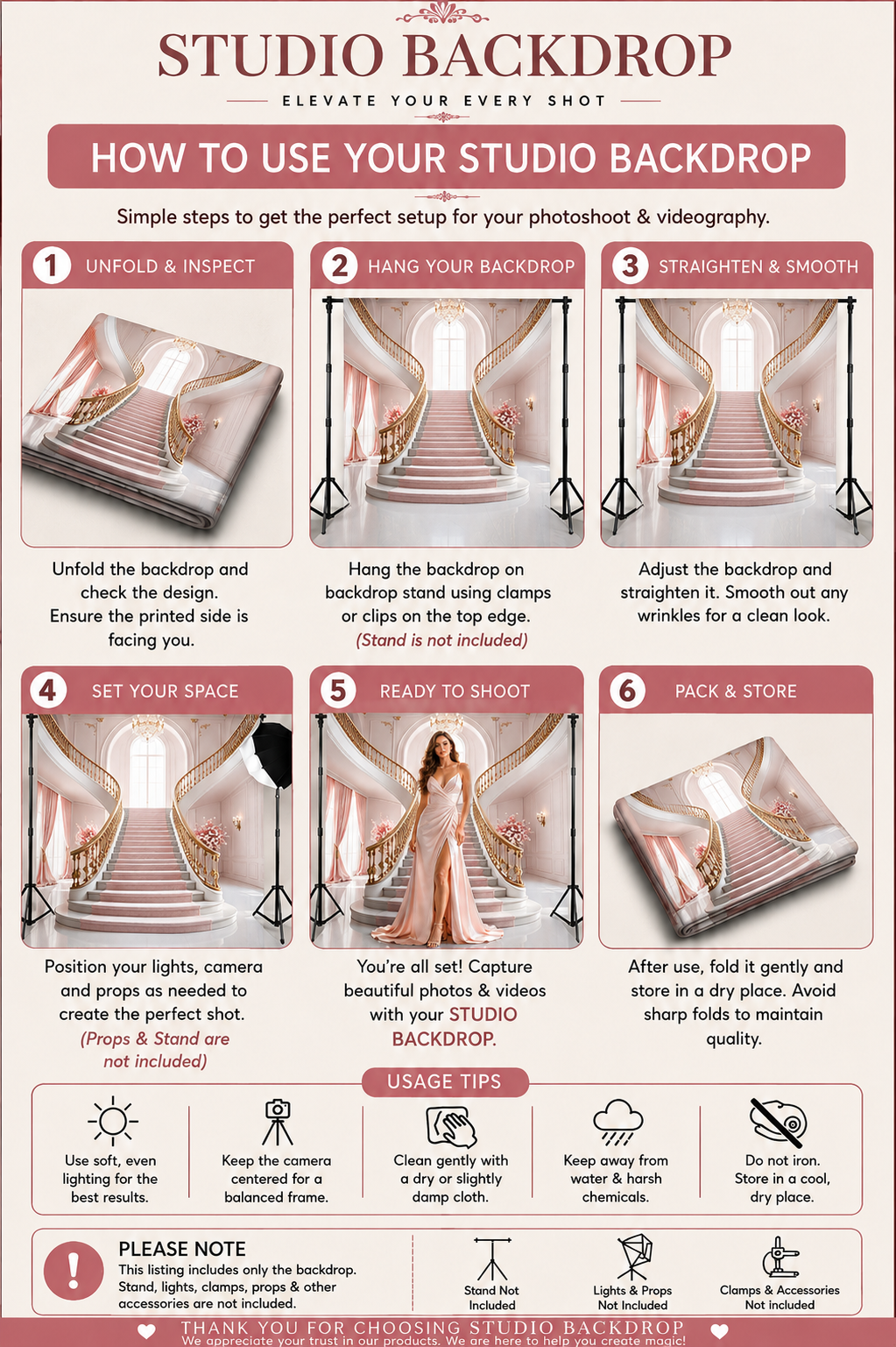 Royal Blush Palace Staircase Backdrop