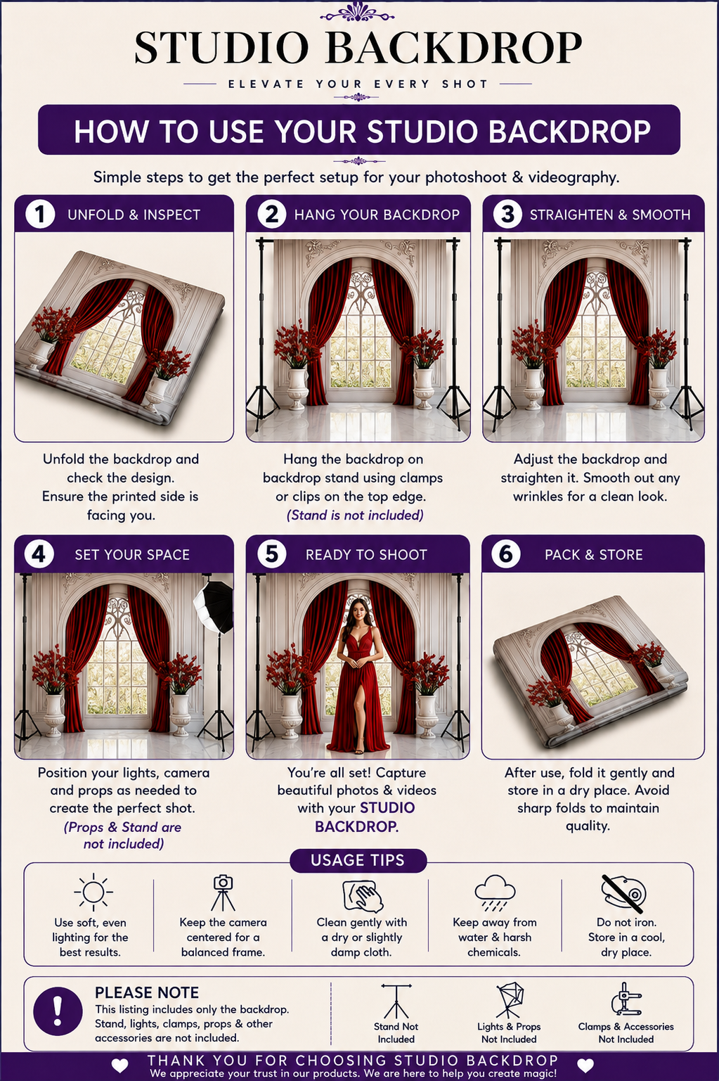 Royal Crimson Arch Window Studio Backdrop
