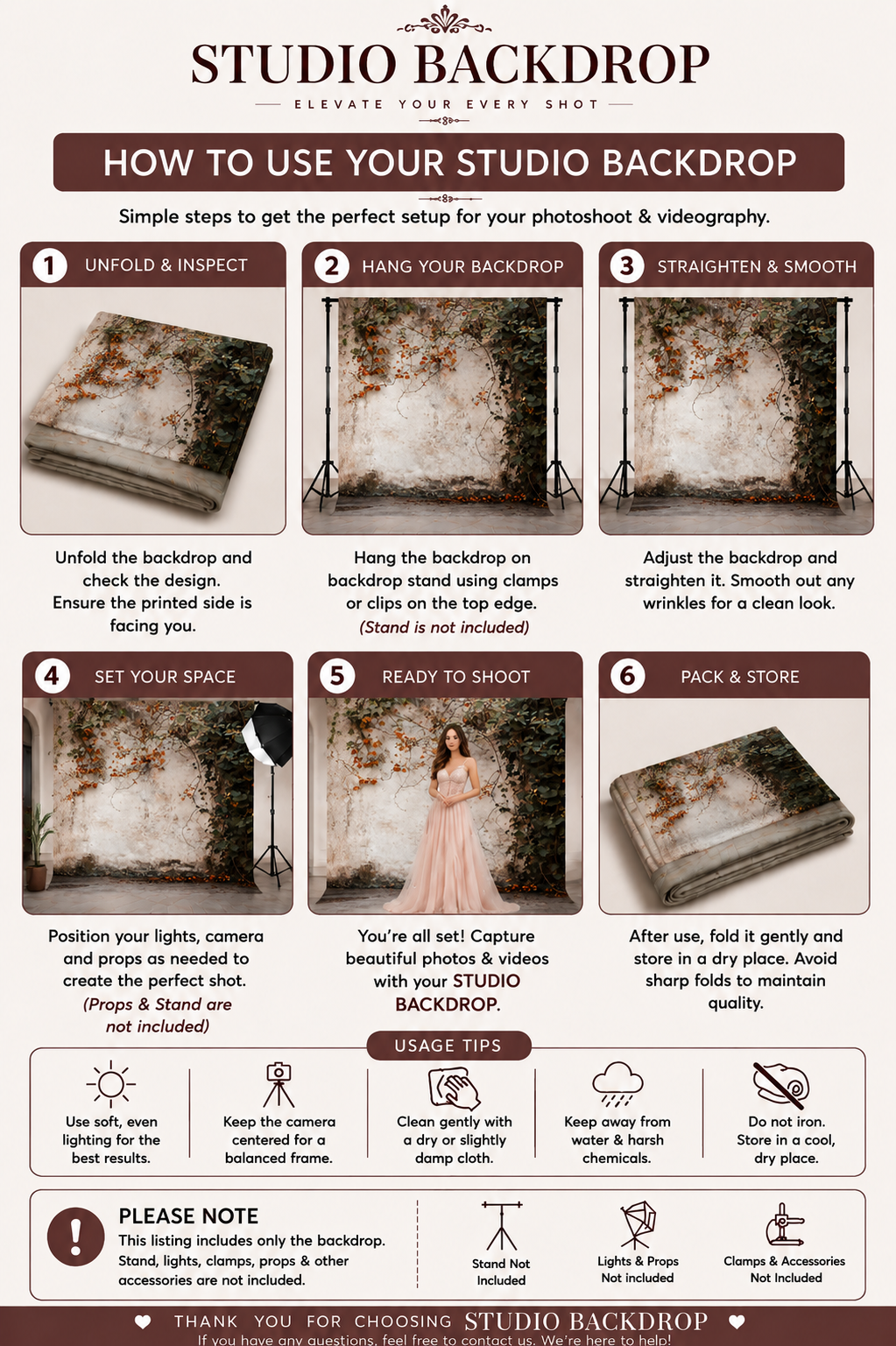 Vintage Tuscan Garden Backdrop
