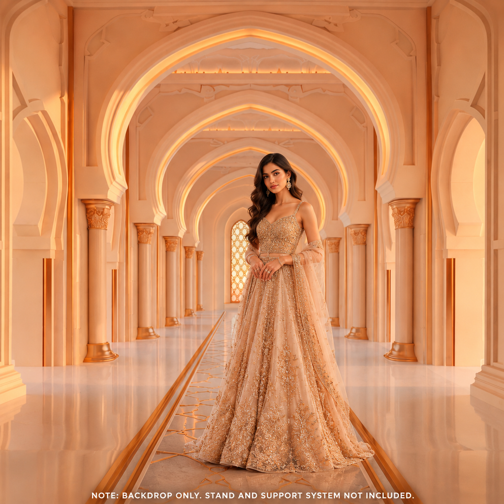 Golden Desert Oasis Palace Backdrop