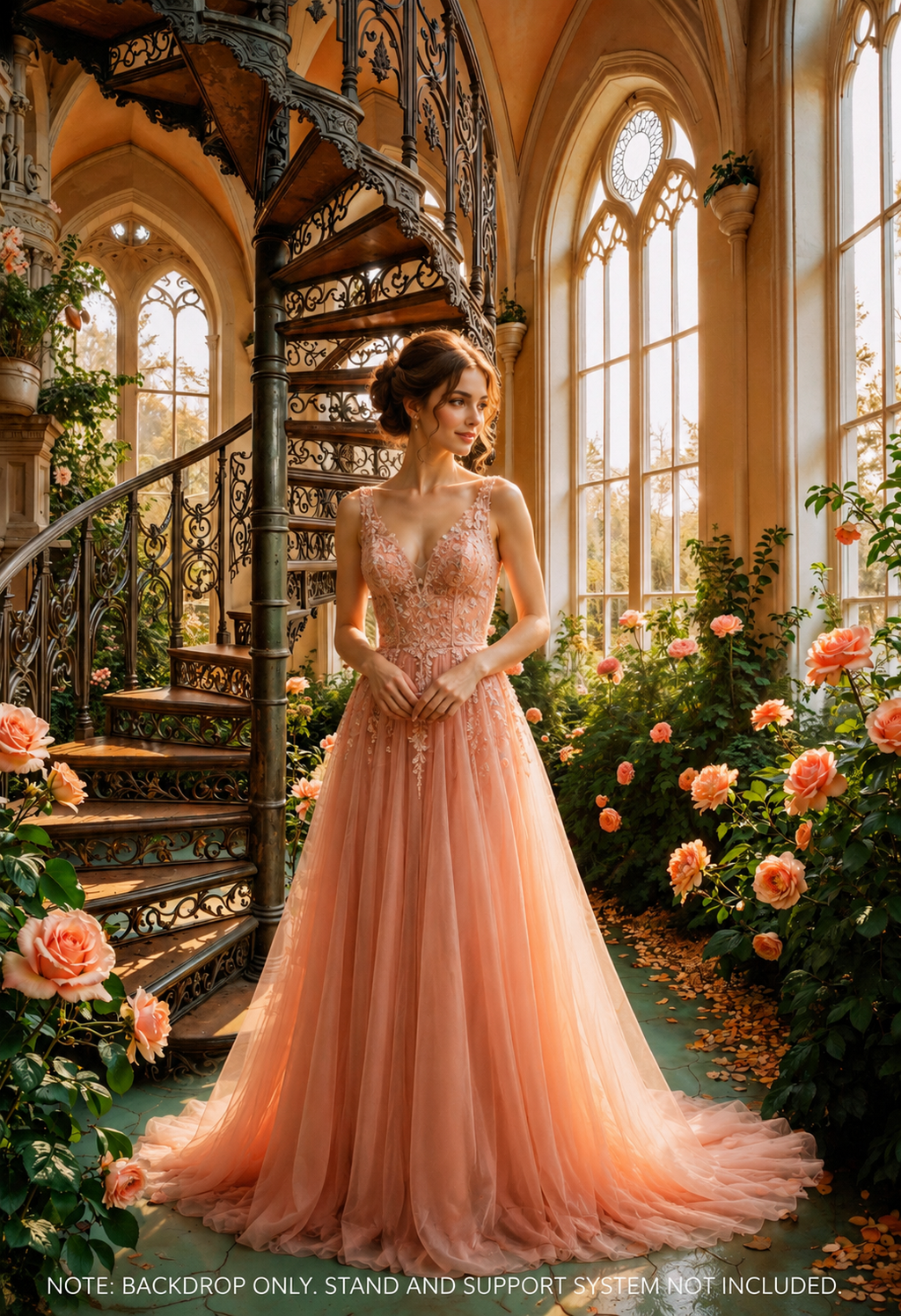 Romantic Spiral Garden Staircase Backdrop