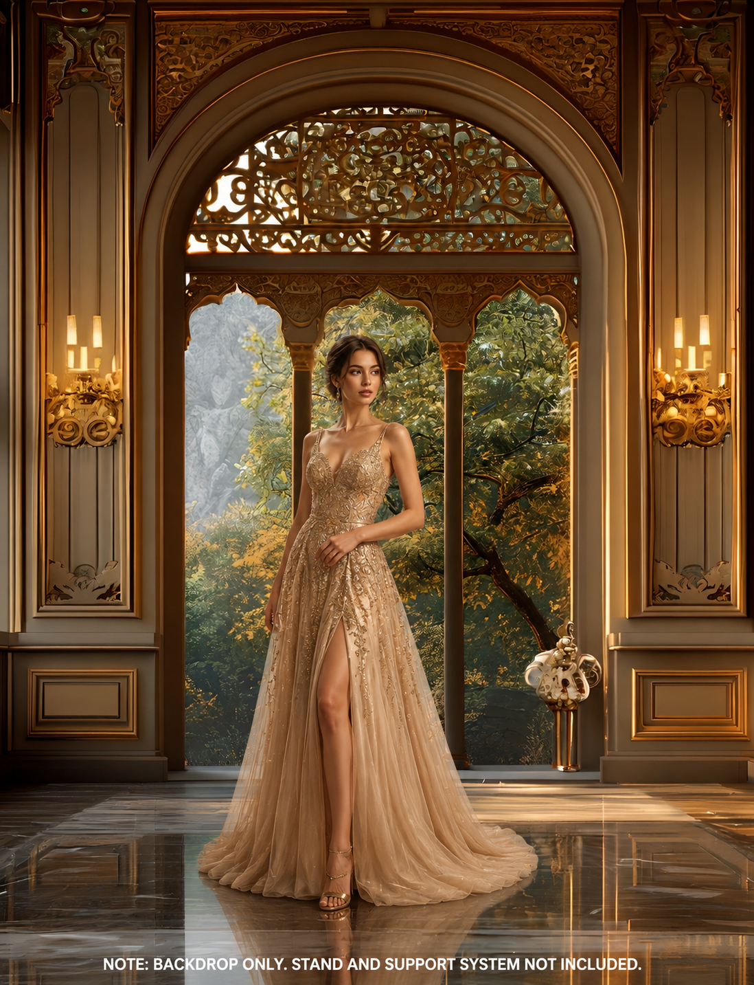 Golden Palace Window Luxe Interior Backdrop