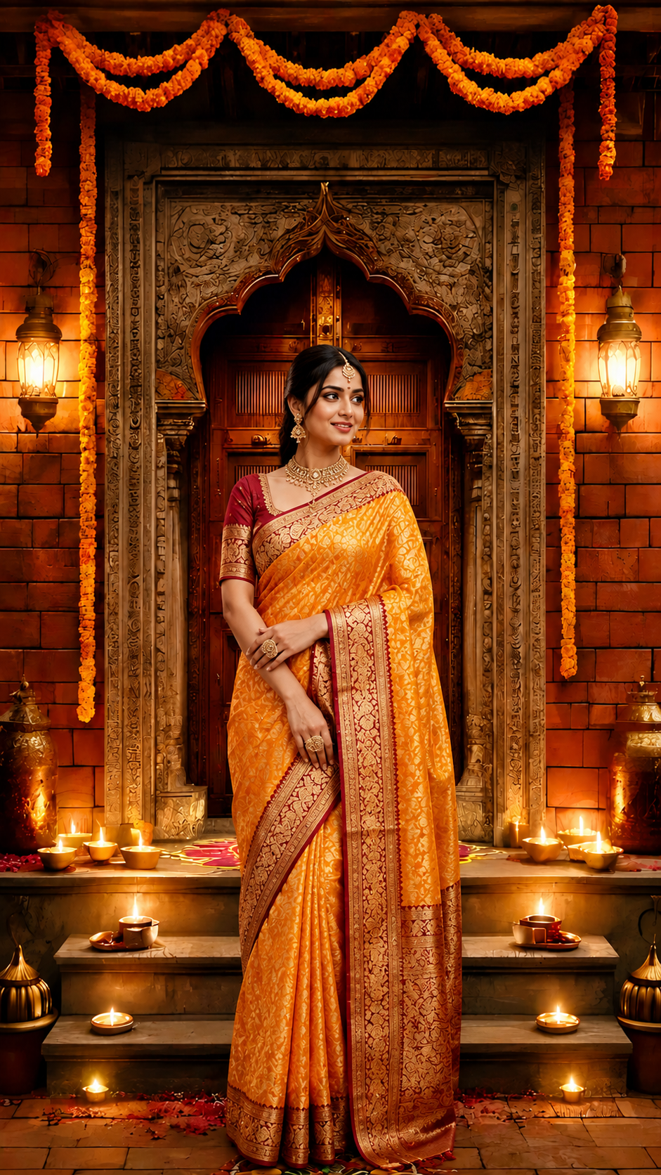 Warm Festive Palace Door Portrait Backdrop