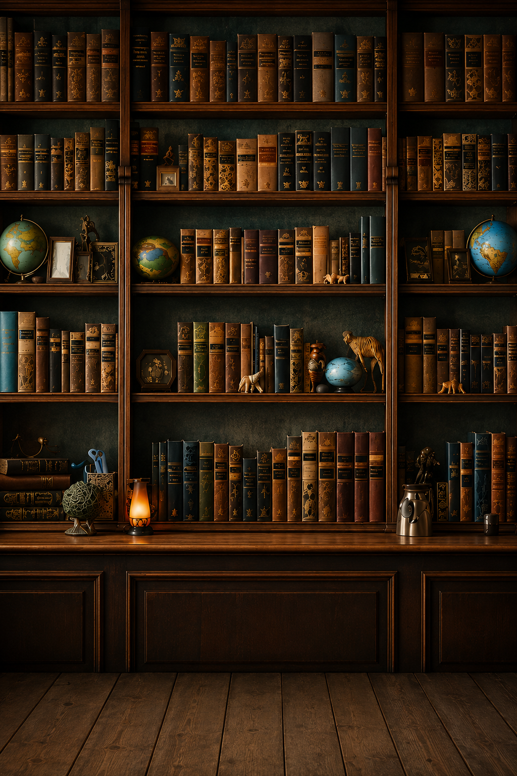 Vintage Library Bookshelf Backdrop