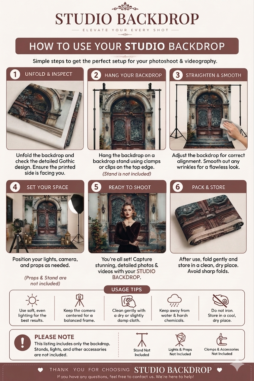 Ornate Vintage Manor Door Photography Backdrop