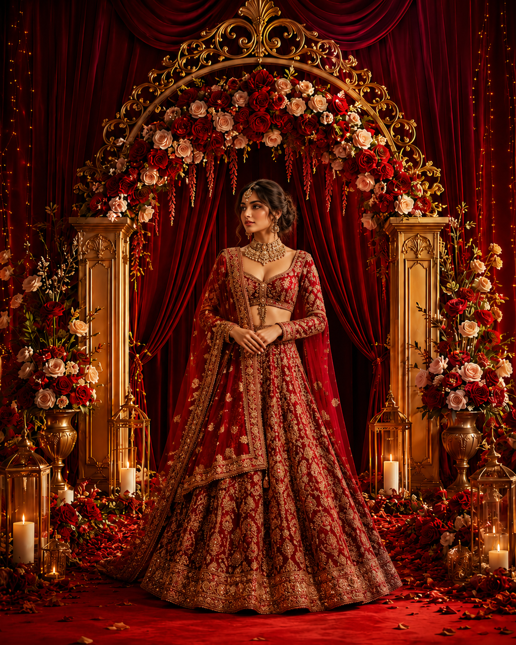 Royal Crimson Rose Archway Backdrop