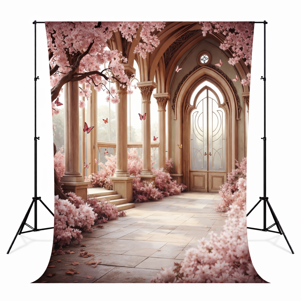 Cherry Blossom Garden Archway Backdrop