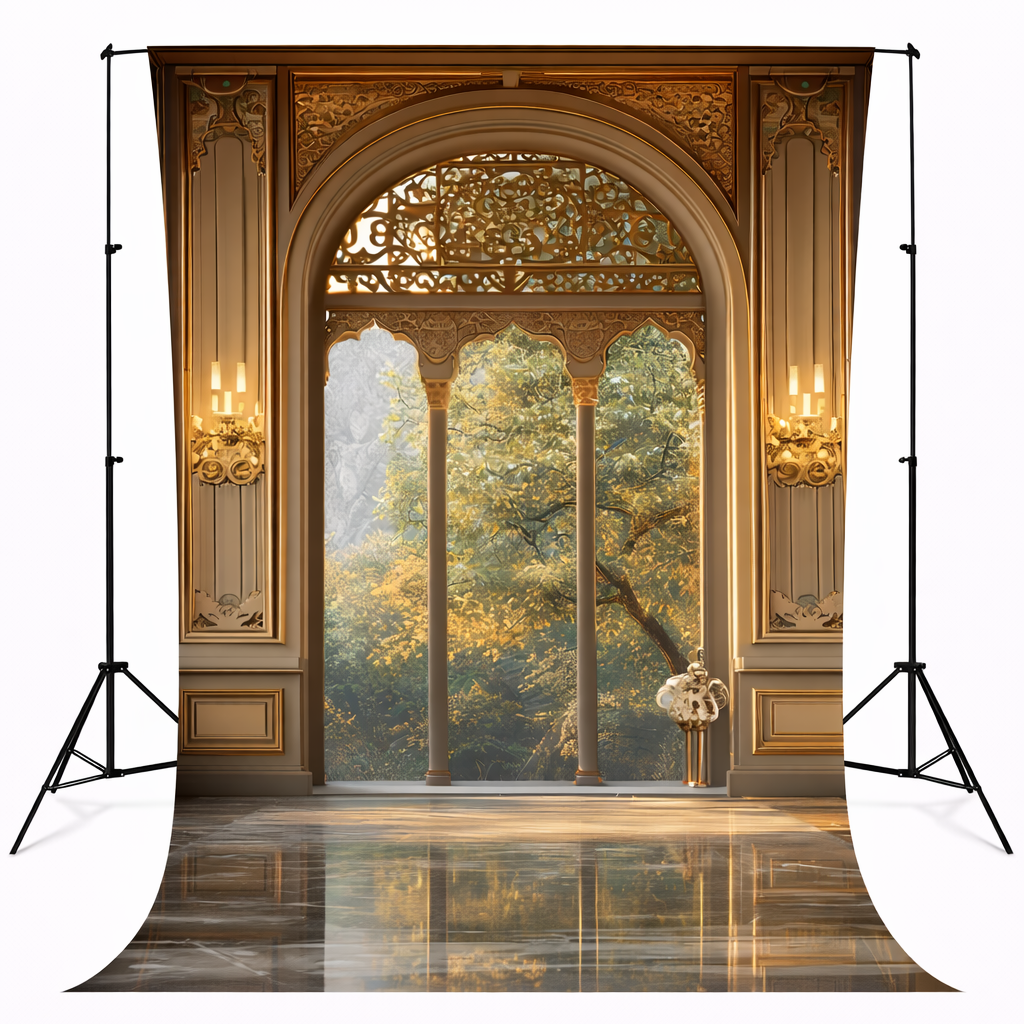 Golden Palace Window Luxe Interior Backdrop