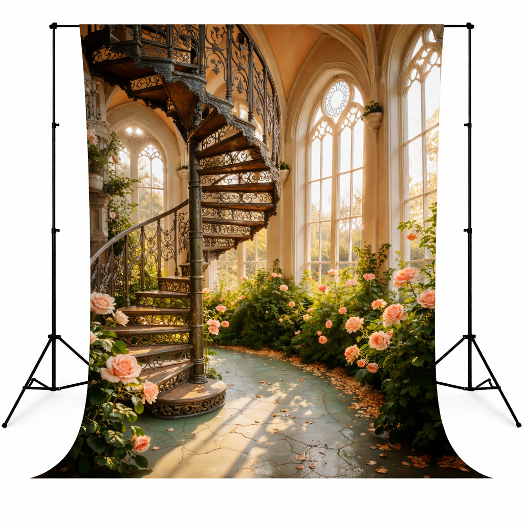 Romantic Spiral Garden Staircase Backdrop