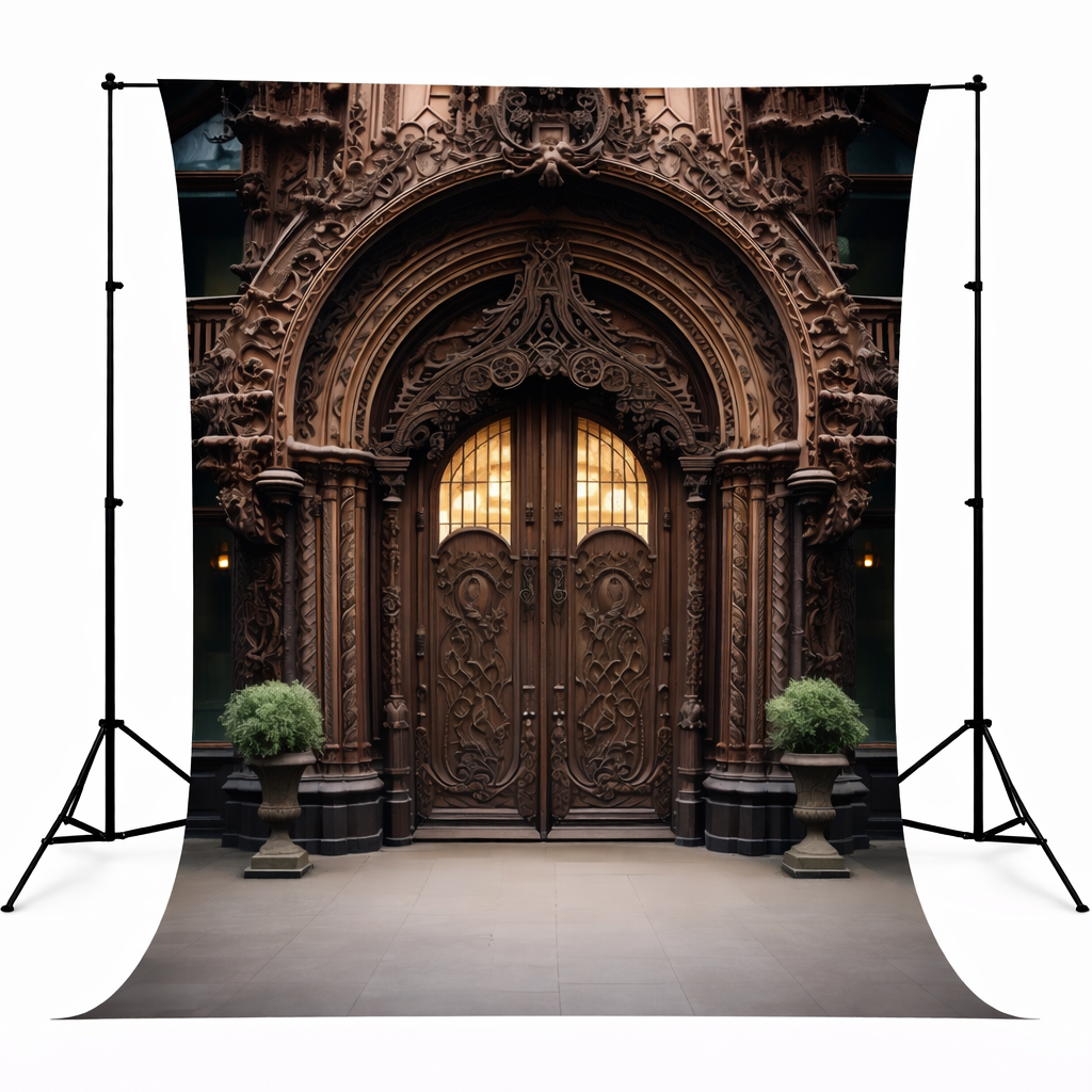 Vintage Gothic Carved Door Backdrop