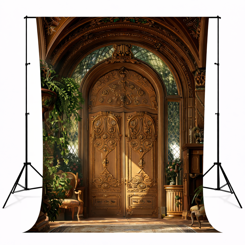 Classic Wooden Door Interior Backdrop