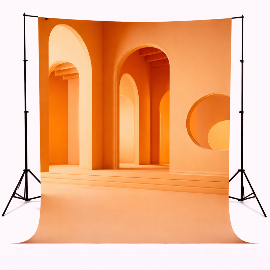 Modern Orange Arch Studio Backdrop
