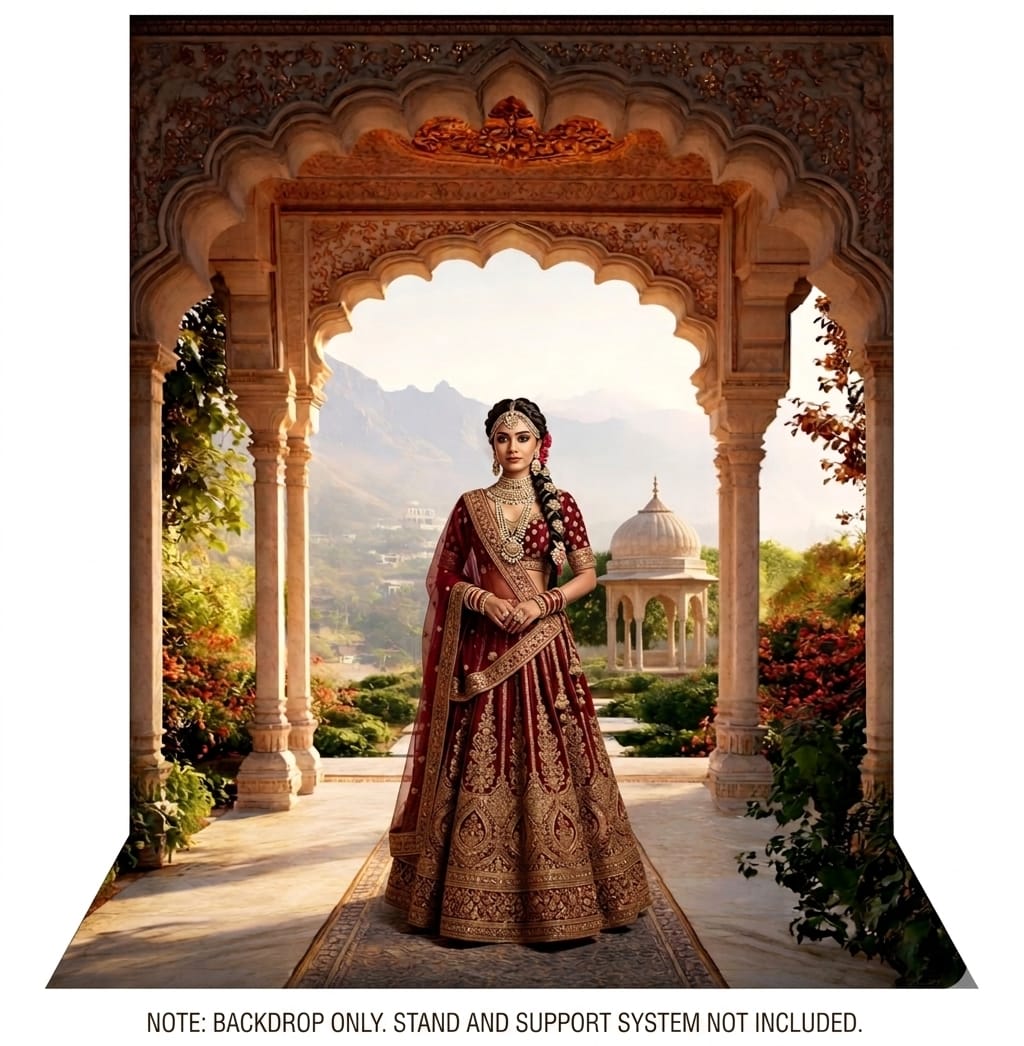 Majestic Mughal Palace Terrace Photography Backdrop