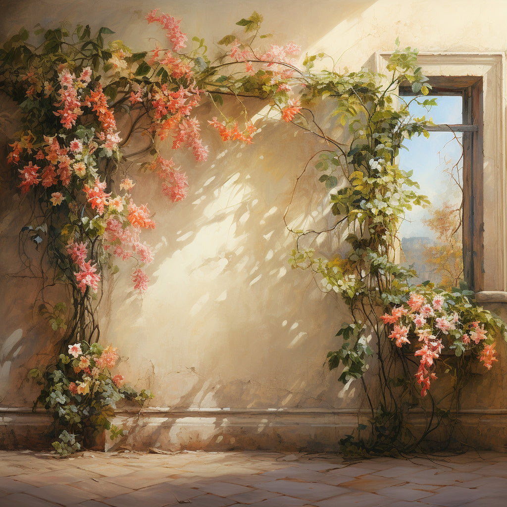 Blush Bloom Window Maternity Backdrop