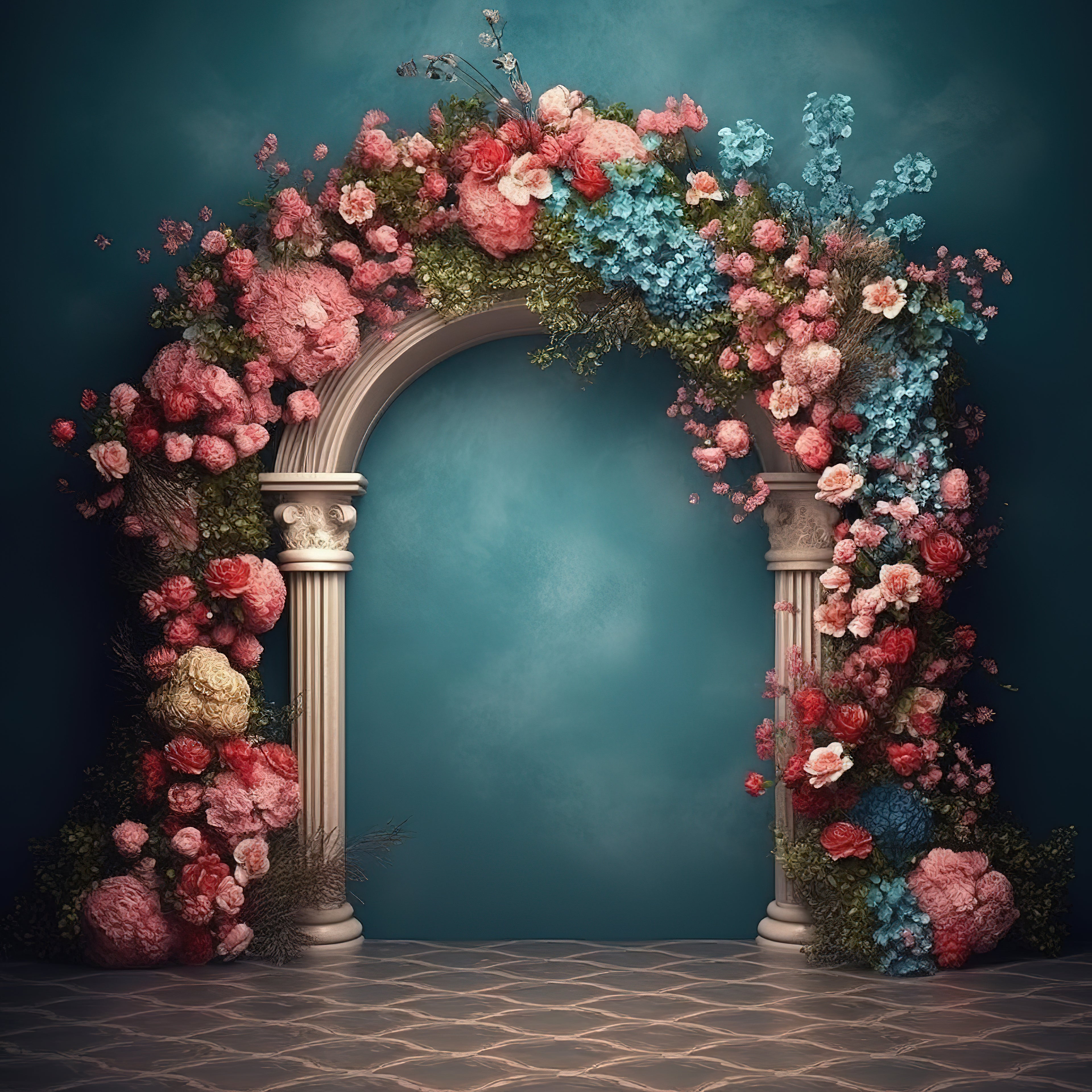Royal Floral Arch Maternity Backdrop