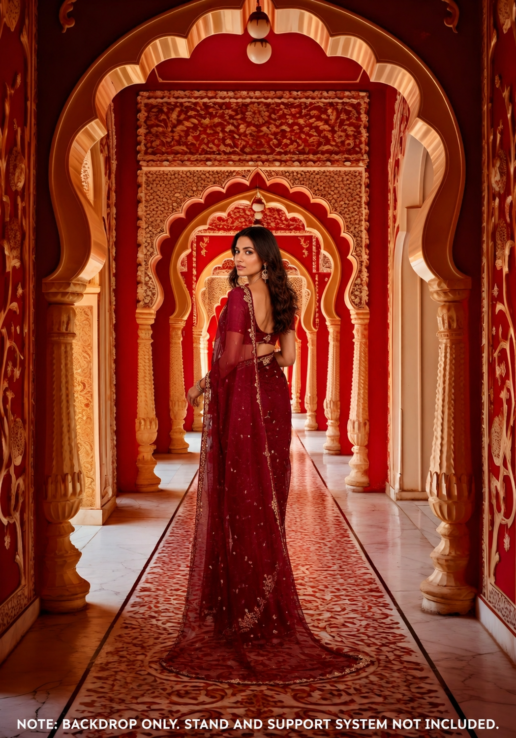 Royal Mughal Palace Corridor Backdrop