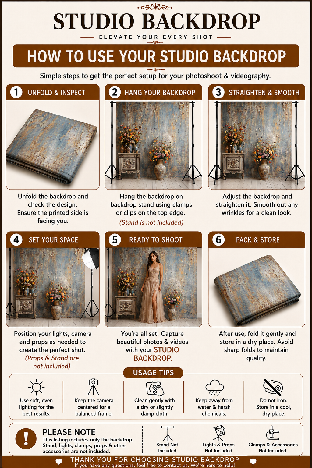 Elegant Vintage Flower Vase Backdrop