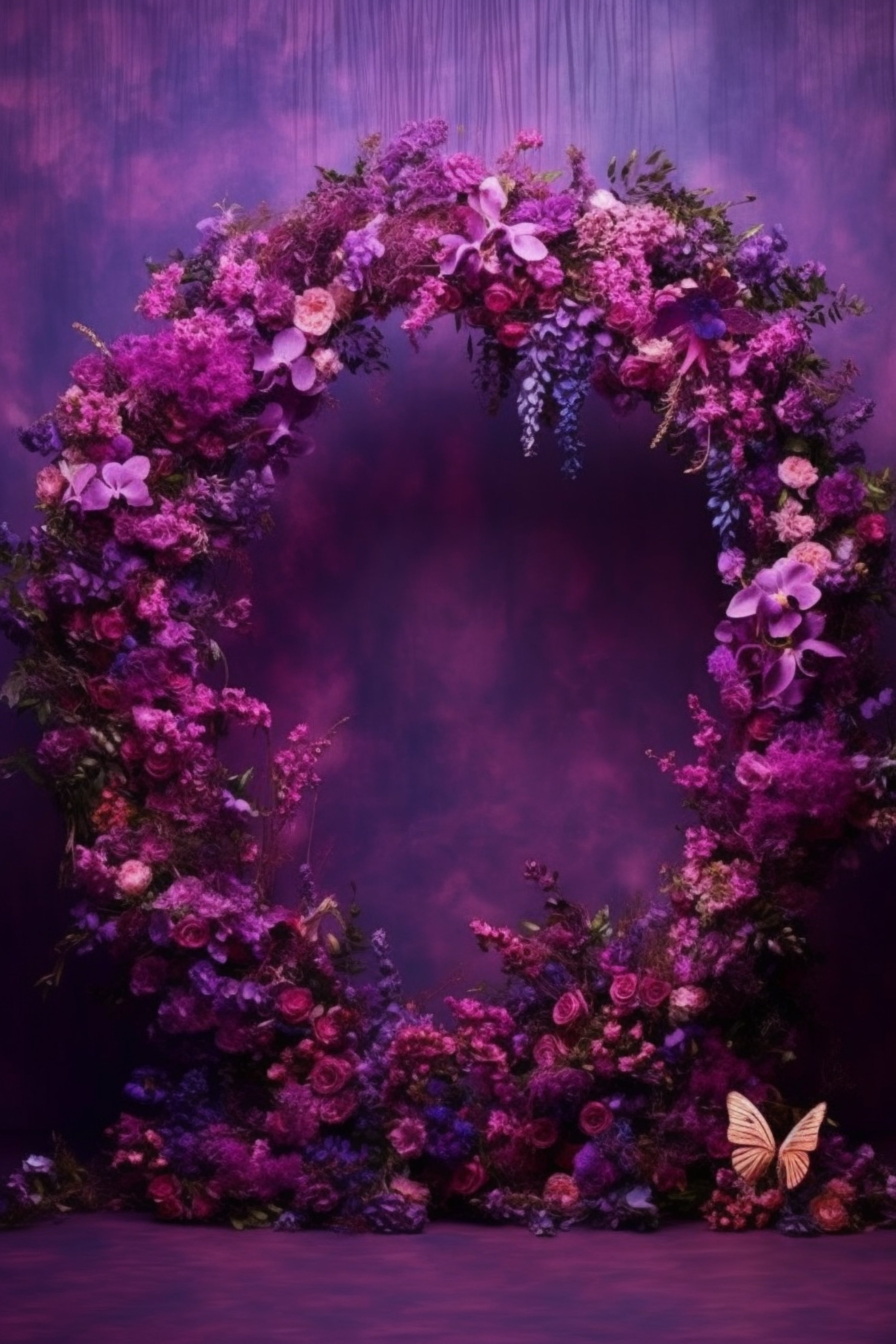 Enchanted Purple Floral Ring Maternity Backdrop